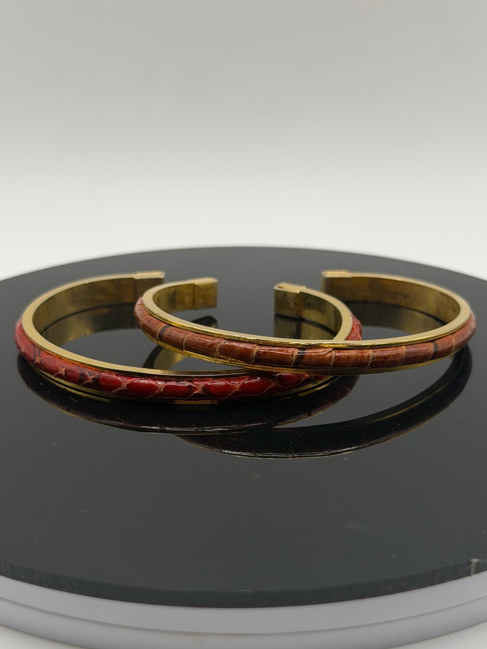 SCA-TEL Firenze Signed Vintage Cuff Bracelets in Snakeskin, Made in Italy